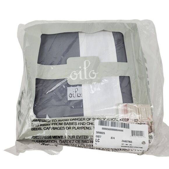 OILO Stone Baby Bedding Blanket Striped Soft Crib Skirt Sheet 3 Piece Set New - Picture 4 of 7